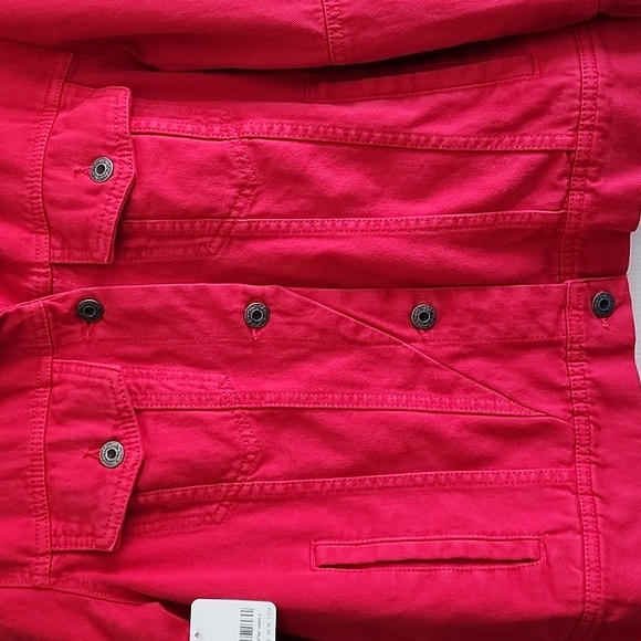 We The Free People Rumors Red Denim Jacket Size L NWT! color: strawberry fields - Picture 11 of 16